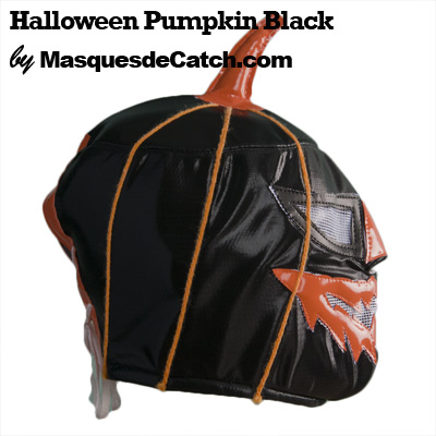 Máscara de "Halloween Pumpkin Black" estilo luchador