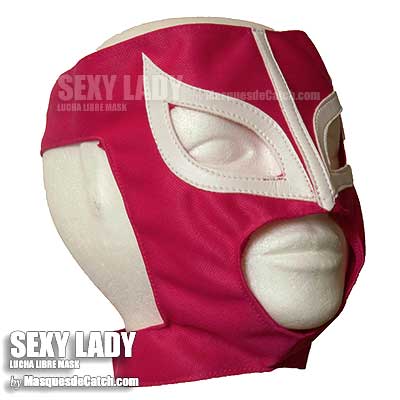 Masque de la catcheuse "Sexy Lady" couleur Rose, taille adulte