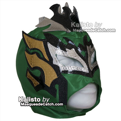 Masque de Catch "Kalisto" Enfant coul. Vert  en tissus